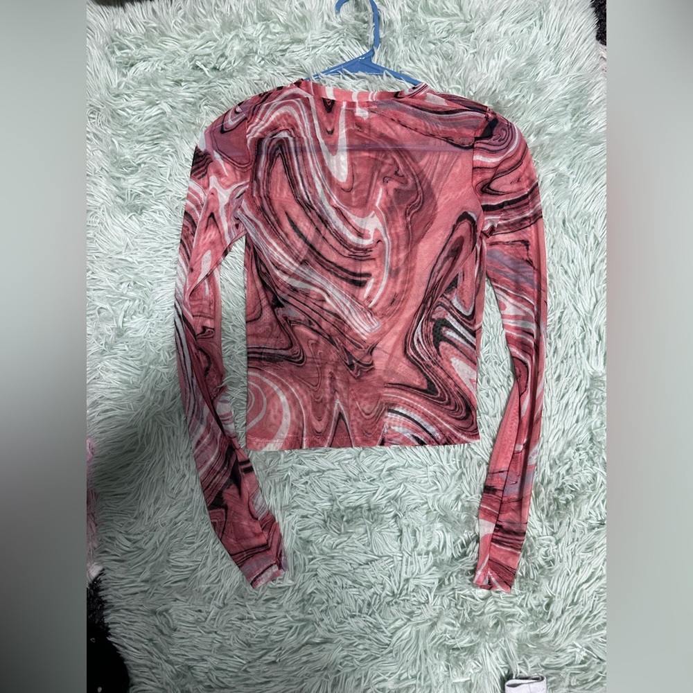 Pink transparent shirt long sleeve
